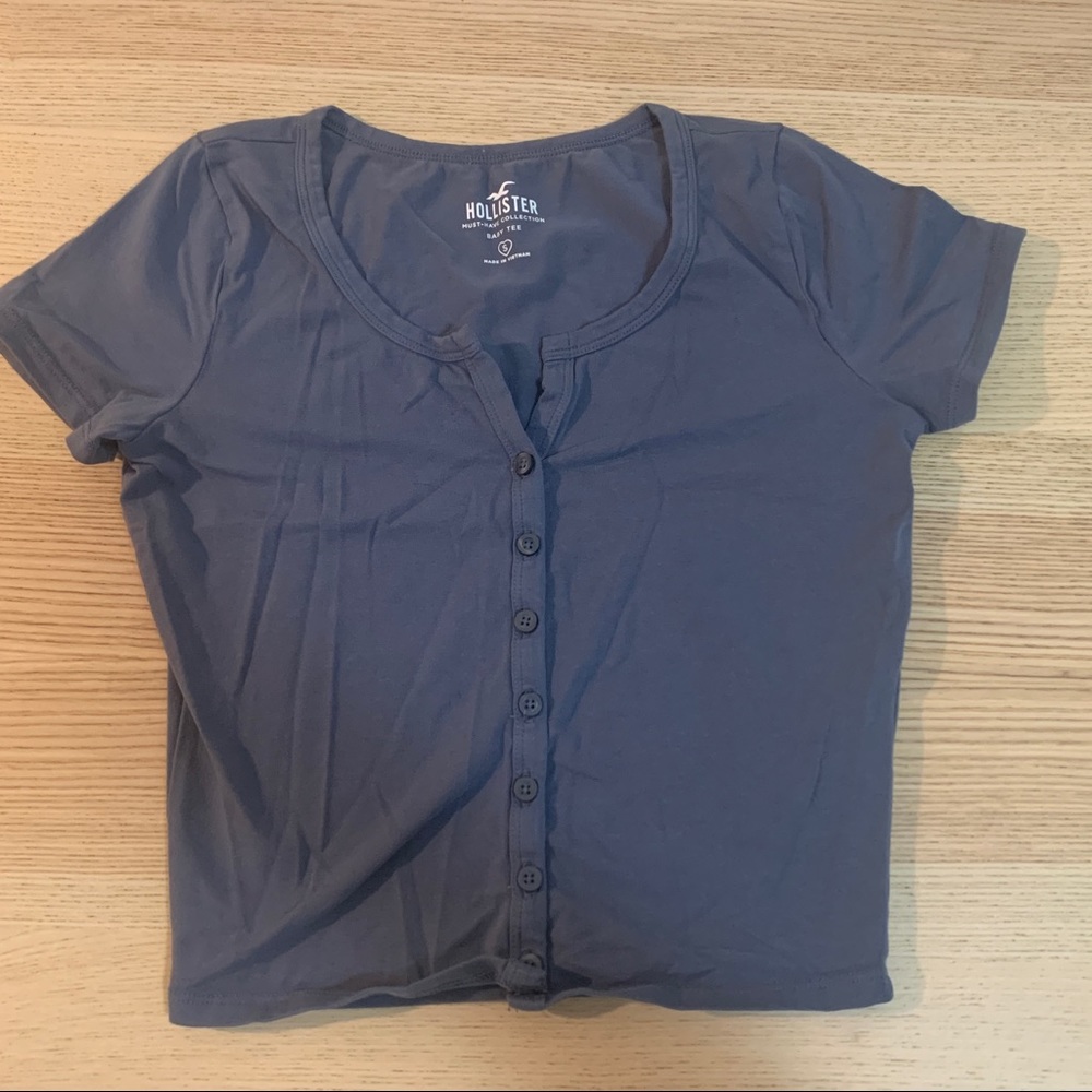 Hollister Baby Tee Button Down Top sz S